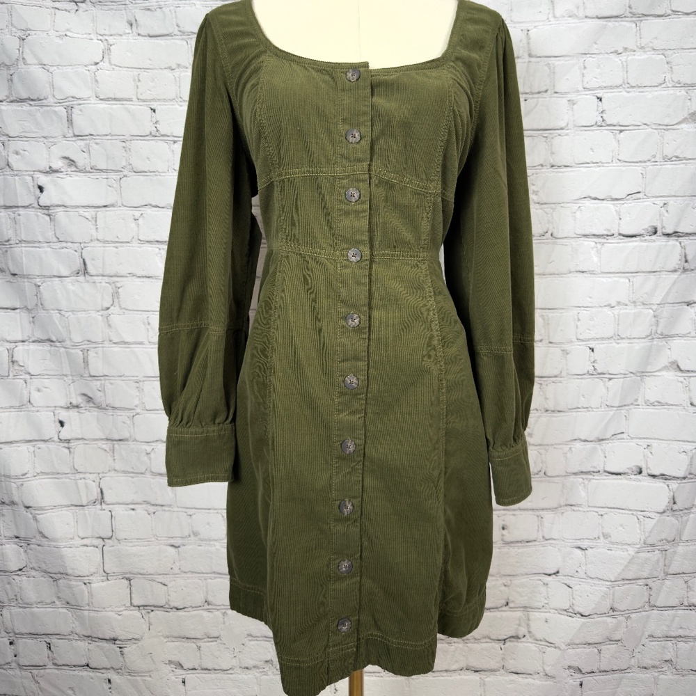 MADEWELL - Corduroy Seamed Long Sleeve Mini Dress  - Size 12